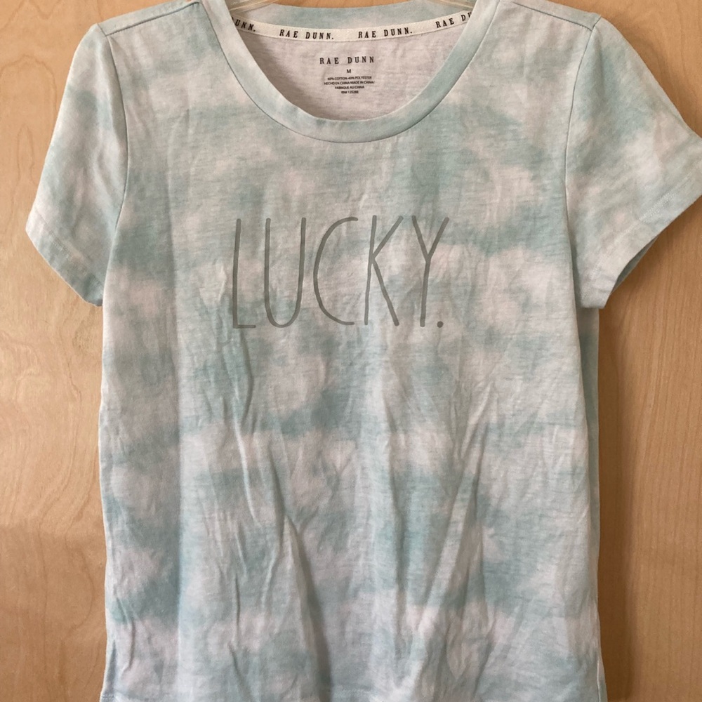 Rae Dunn NWOT “LUCKY” Tye-Dye Cotton Blend Tee